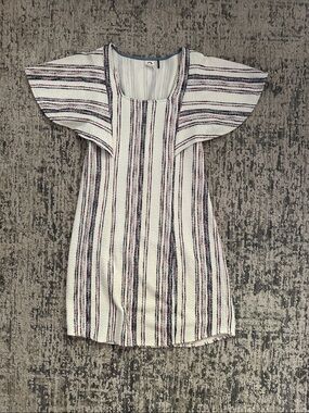 Akemi & Kin ( Anthropologie) Boucle striped Flutter Sleeve Mini Dress